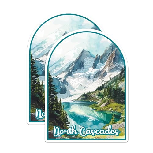 (2 Pack) North Cascades National Park Bumper Magnet - US National Park - Choose from 63 Parks - 5" On Longest Side - Decal for Car Bumper, Laptop, Water Bottle, Wall, and Window - MAG1534