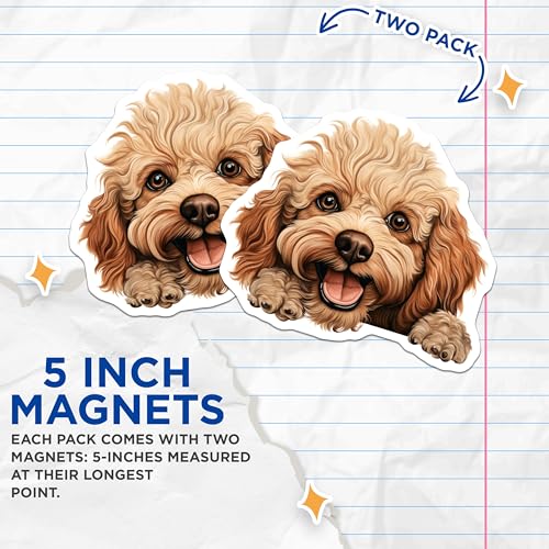 (2 Pack) Adorable Pet Decor Magnet - 5" On Longest Side - Sticks to Smooth Flat Surfaces - Made in USA - MAG10329