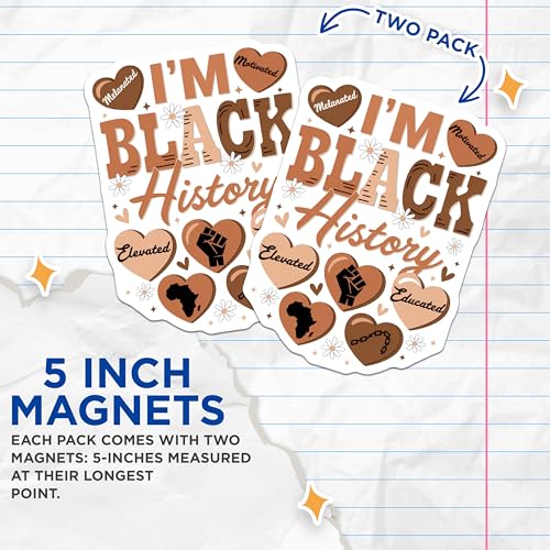 (2 Pack) Black History Magnets - Inspirational Magnets - Empowerment Magnets - 5" On Longest Side - for Cars, Fridges, Toolboxes - Made in USA - MAG3878