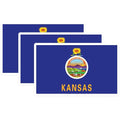 (3 Pack) Kansas Flag Decals - State Pride - Laptop Decals - 3 Inches On Longest Side - Easy Peel & Apply - Made in USA - 3MCS0188