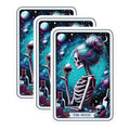 (3 Pack) Skeleton Wine Decals - Funny Drinking - Tarot Card Art Decals - 3 Inches On Longest Side - Easy Peel & Apply - Made in USA - 3MCS4225