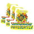 (3 Pack) Autism Awareness Decals - Sunflower Decal - Everyone Communicates Differently Decal- 3 Inches On Longest Side - Easy Peel & Apply - Made in USA - 3MCS5921