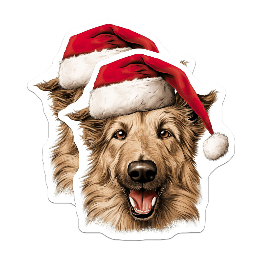 (2 Pack) Christmas Dog Magnets - Santa Hat Pet Decor - Holiday Animal Fridge Locker Happy Dog Magnets - 5 Inches On Longest Side - Thick Durable Magnet - Made in USA - MAG30001