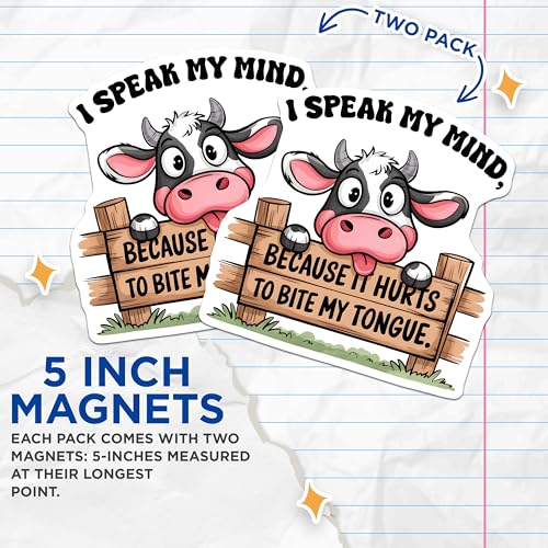 (2 Pack) I Speak My Mind Magnet - 5" On Longest Side - Sticks to Smooth Flat Surfaces - Made in USA - MAG9711