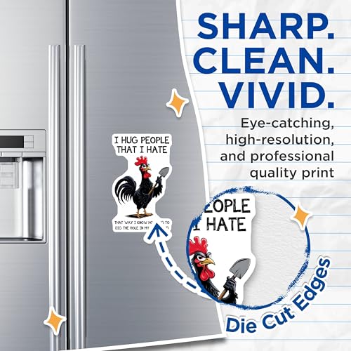 (2 Pack) Funny Chicken Magnets for Fridge - Sarcasm Chicken Magnets - Hilarious Rooster Refrigerator Magnets - 5" On Longest Side - for Cars, Refrigerators, Toolboxes, Lockers - Made in USA BMCS3334