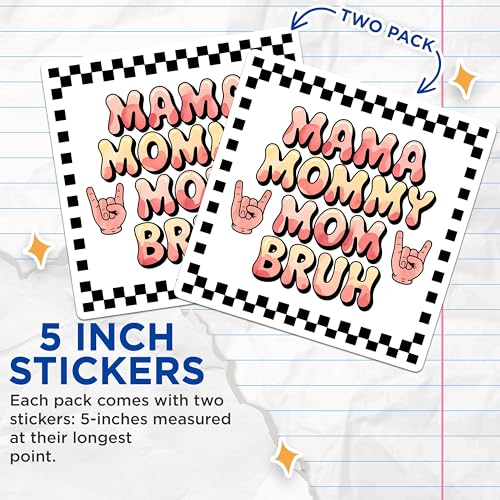 (2 Pack) Mom Stickers - Funny Mom Stickers - Mom Life Stickers - 5" On Longest Side - Sticks to Smooth Flat Surfaces - Made in USA - BMCS3916
