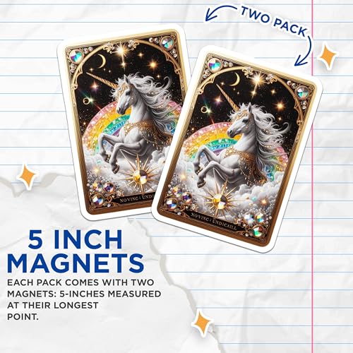 (2 Pack) Fantasy Unicorn Artwork Magnet - 5" On Longest Side - Sticks to Smooth Flat Surfaces - Made in USA - MAG10135