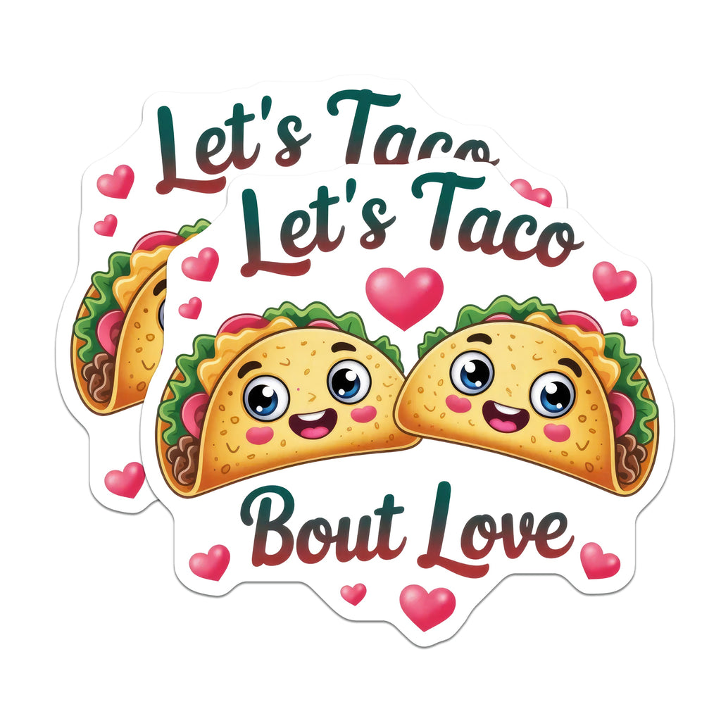 (2 Pack) Let's Taco Bout Love Magnets - Cute Taco Kitchen Accent - Romantic Couple's Fridge Display - 5 Inches On Longest Side - Thick Durable Magnet - Made in USA - MAG38511