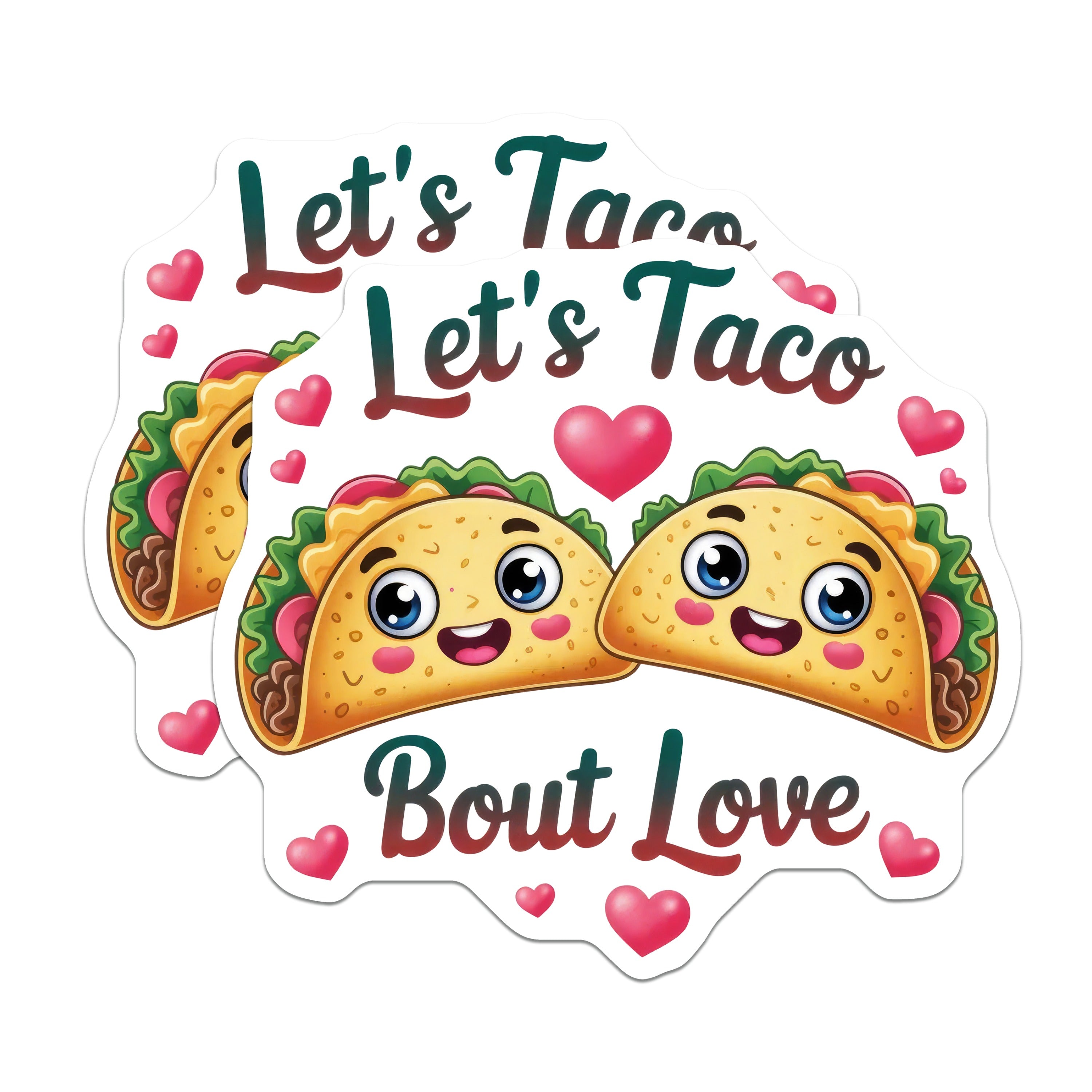 (2 Pack) Let's Taco Bout Love Magnets - Cute Taco Kitchen Accent - Romantic Couple's Fridge Display - 5 Inches On Longest Side - Thick Durable Magnet - Made in USA - MAG38511