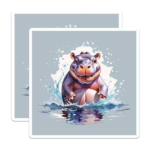 (2 Pack) Hippo Splash Magnets Magnets - Cute Animal - Refrigerator Decor - 5" On Longest Side - Made in USA - Sticks to Refrigerators & Metal Surfaces - MAG8701
