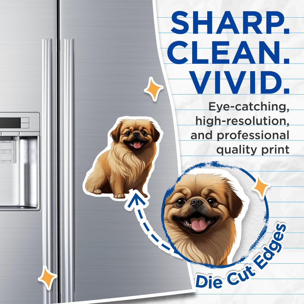 (2 Pack) Cute Pekingese Dog Magnets - Smiling Puppy Pet Lover Fridge Decor - Small Breed Animal Kitchen Art - 5 Inches On Longest Side - Thick Durable Magnet - Made in USA - MAG26702