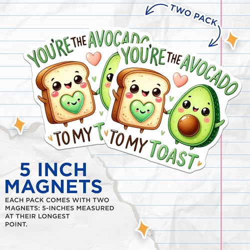(2 Pack) YouÃ¢â‚¬â„¢re The Avocado to My Toast Magnets - Cute Avocado and Toast Magnets - Fun Kitchen Decor Magnets - 5" On Longest Side - for Cars, Refrigerators, Toolboxes, Lockers - Made in USA BMCS3351