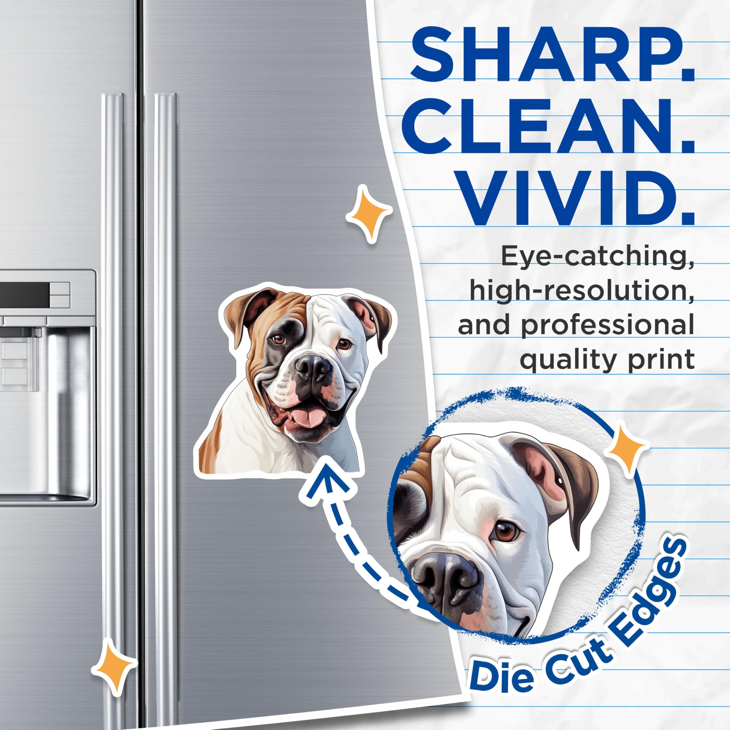 (2 Pack) American Bulldog Magnets - Dog Lover Decor - Pet Parent Fridge Art - 5 Inches On Longest Side - Thick Durable Magnet - Made in USA - MAG25847