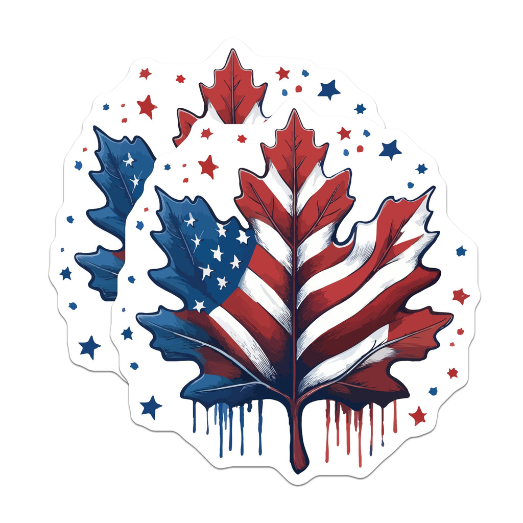 (2 Pack) US Canadian Flag Maple Leaf Magnets - International Friendship Decor - Patriotic Home Office Accents - 5 Inches On Longest Side - Thick Durable Magnet - Made in USA - MAG19936
