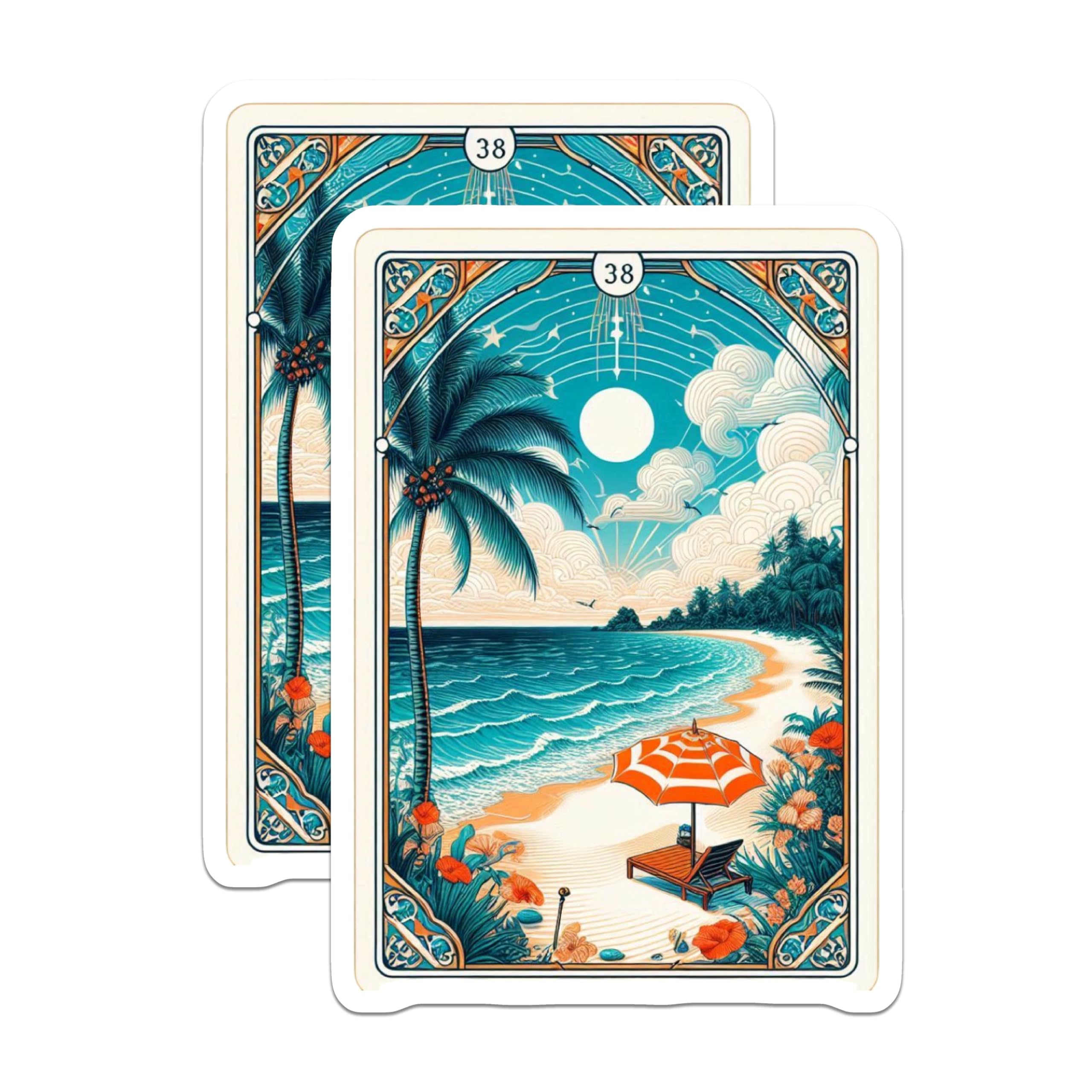 (2 Pack) Beach Scene Magnets - Tropical Artwork Magnets - Ocean View Decor Magnets - 5" On Longest Side - Premium Magnet - for Cars, Refrigerators, Toolboxes, Lockers - Made in USA - MAG15089
