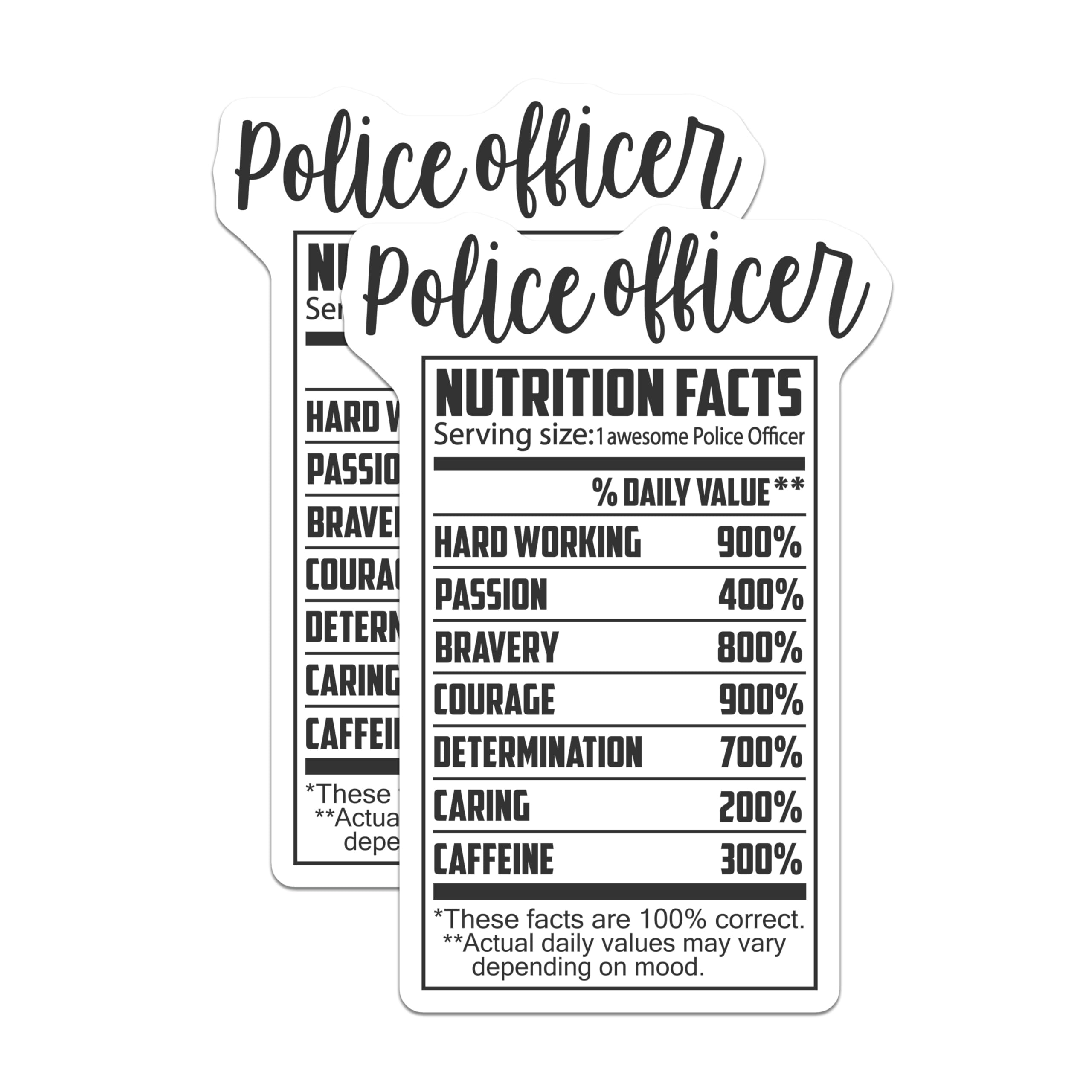 (2 Pack) Police Officer Magnets - Nutrition Facts Label - Law Enforcement Fridge Magnets - 5" On Longest Side - Premium Magnet - for Cars, Refrigerators, Toolboxes, Lockers - Made in USA - MAG14609