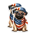 (2 Pack) Cute Pug Dog Magnets - Adorable Pug Puppy Magnet - Patriotic Dog Lover Decor - American Flag Bandana - 5" On Longest Side - for Cars, Fridges, Toolboxes - Made in USA - MAG6976