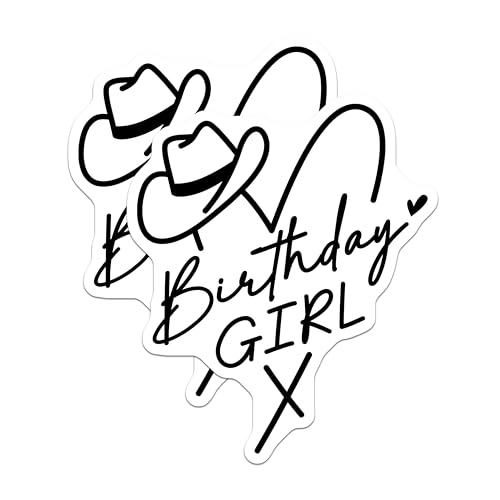 (2 Pack) Birthday Girl Magnets - Western Theme - Cute Birthday Celebration - 5" On Longest Side - for Cars, Refrigerators, Toolboxes, Lockers - Made in USA BMCS3364