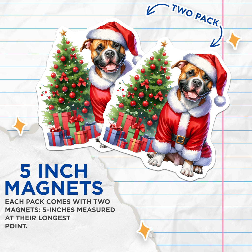 (2 Pack) Christmas Santa Dog Magnets - Festive Pet Decor - Holiday Refrigerator Accessory - 5 Inches On Longest Side - Thick Durable Magnet - Made in USA - MAG26054