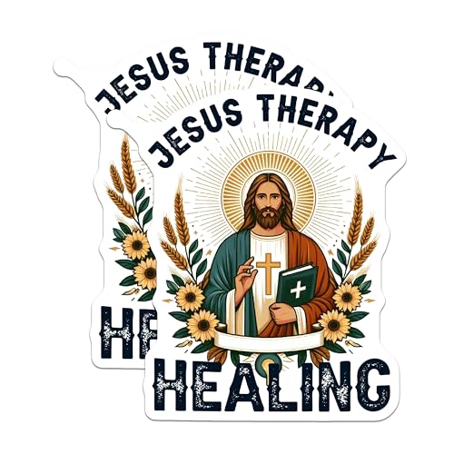 (2 Pack) Jesus Therapy Healing Magnets - Christian Faith - Religious Inspirational Magnets - Bible Verse Magnets - 5" On Longest Side - for Cars, Fridges, Toolboxes - Made in USA - MAG4313
