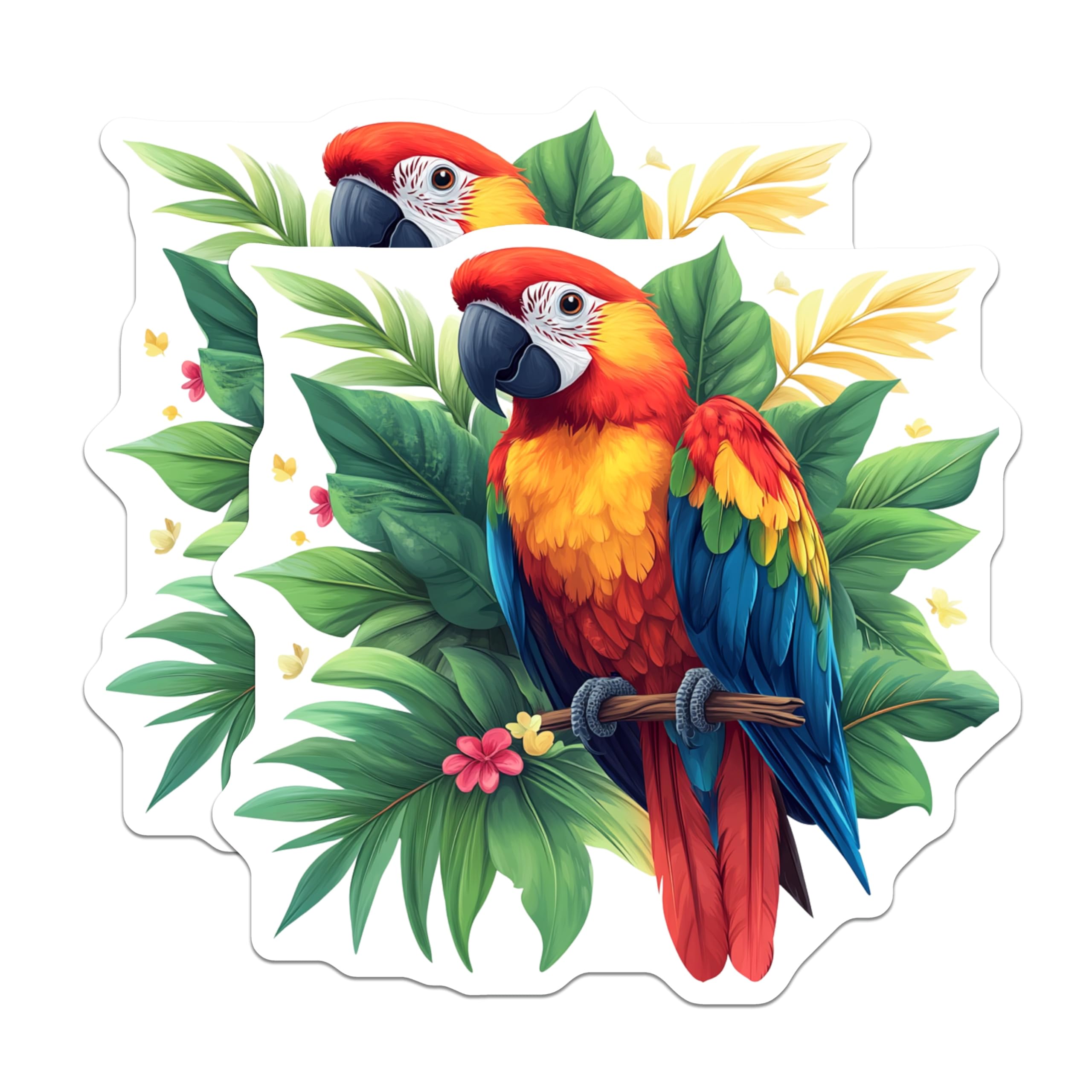 (2 Pack) Scarlet Macaw Parrot Magnets - Colorful Tropical Bird Art - Exotic Jungle Wildlife Nature Decor Display - 5 Inches On Longest Side - Thick Durable Magnet - Made in USA - MAG24118