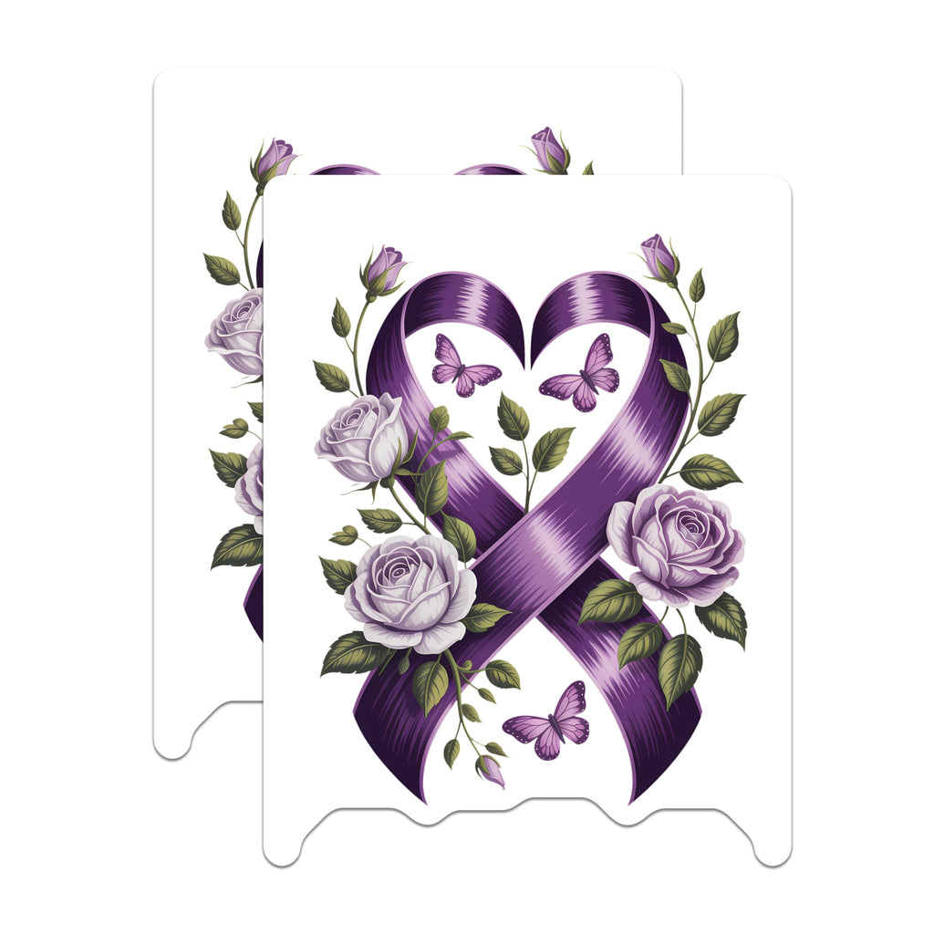 (2 Pack) Purple Ribbon Magnets - Butterfly Rose Magnets - Awareness Magnets - 5" On Longest Side - Premium Magnet - for Cars, Refrigerators, Toolboxes, Lockers - Made in USA - MAG15586