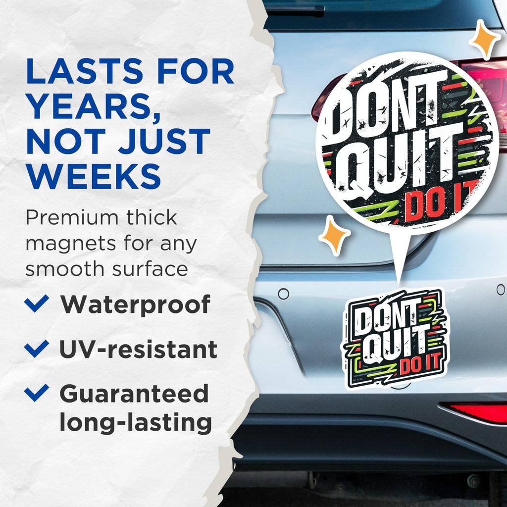 (2 Pack) Motivational Quote Magnets - Dont Quit Do It Magnets - Positive Mindset Refrigerator Locker Decor - 5 Inches On Longest Side - Thick Durable Magnet - Made in USA - MAG20038