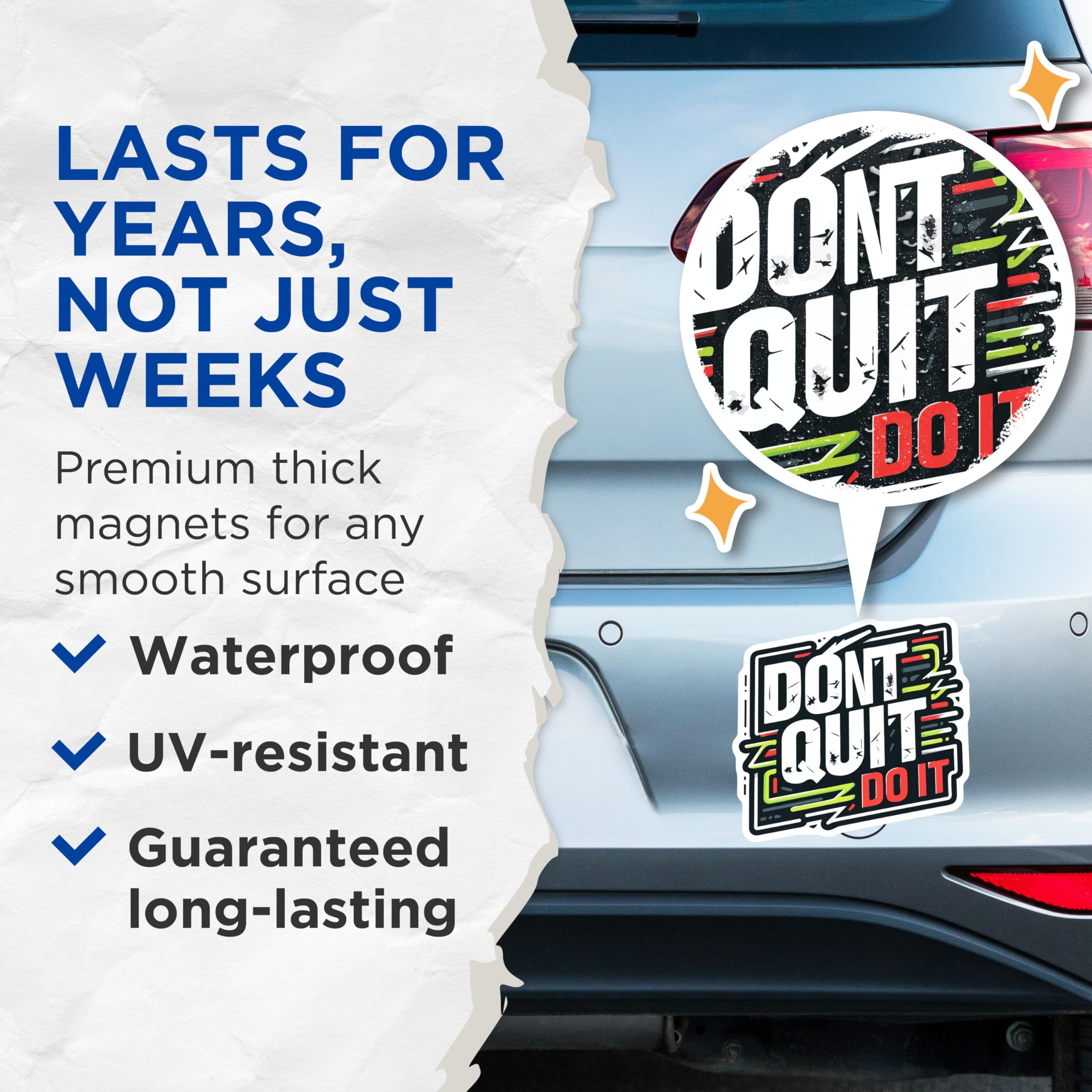 (2 Pack) Motivational Quote Magnets - Dont Quit Do It Magnets - Positive Mindset Refrigerator Locker Decor - 5 Inches On Longest Side - Thick Durable Magnet - Made in USA - MAG20038