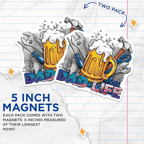 (2 Pack) Dad Life Magnets Magnets - Father's Day Decor - 5" On Longest Side - Made in USA - Sticks to Refrigerators & Metal Surfaces - MAG8647