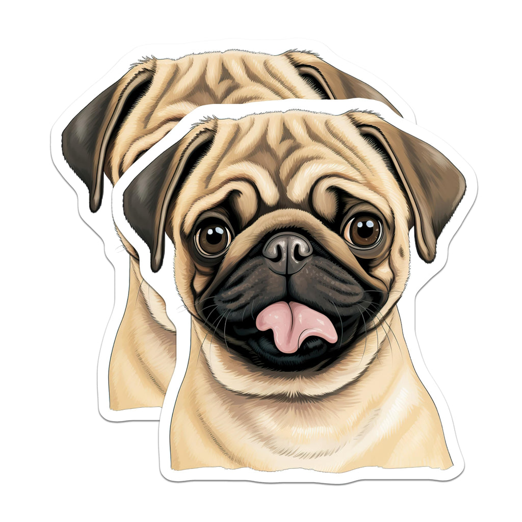 (2 Pack) Pug Dog Magnets - Pet Lover Kitchen Decor - Adorable Puppy Refrigerator - 5 Inches On Longest Side - Thick Durable Magnet - Made in USA - MAG28481