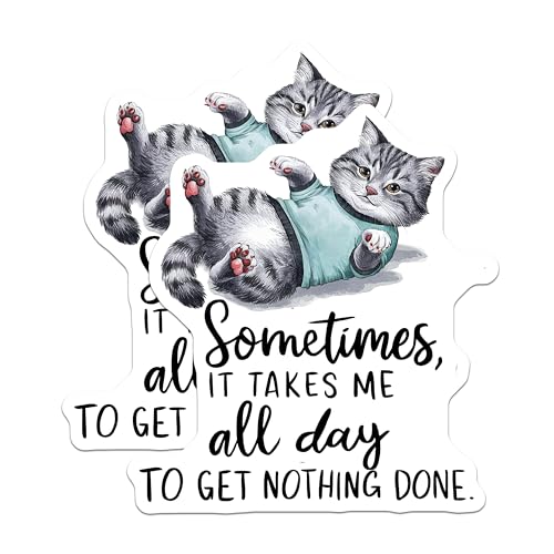 (2 Pack) Funny Cat Magnets - Comic Quote Magnets - Humorous Cat Decor Magnets - 5" On Longest Side - for Cars, Refrigerators, Toolboxes, Lockers - Made in USA BMCS3454
