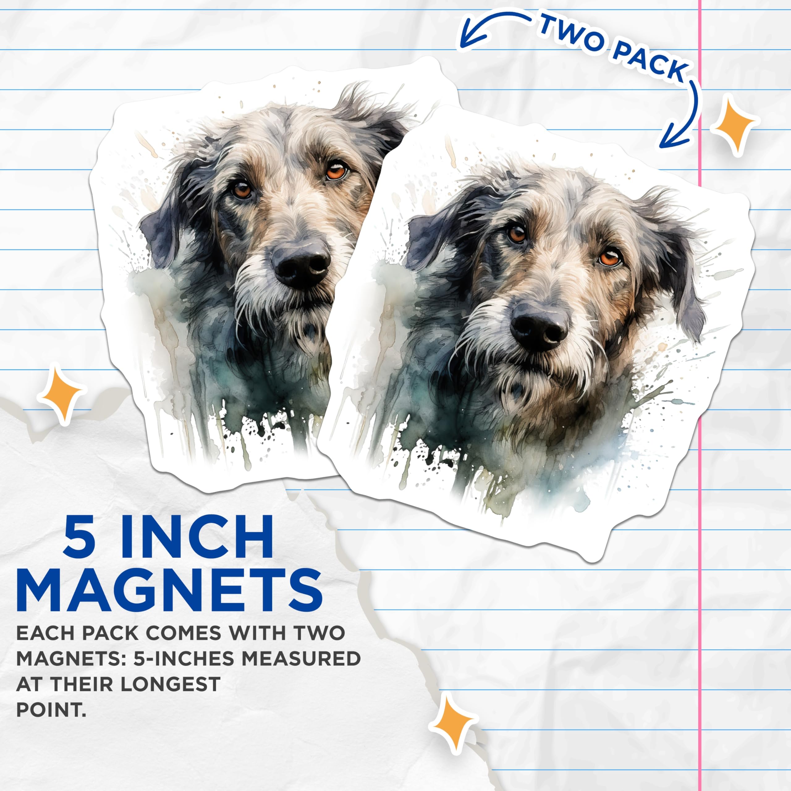 (2 Pack) Shaggy Dog Magnets - Watercolor Pet Art - Dog Lover Home Decor - 5 Inches On Longest Side - Thick Durable Magnet - Made in USA - MAG29862