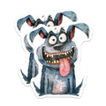 (2 Pack) Funny Dog Magnets - Watercolor Cartoon Pet - Quirky Animal Art - Happy Dog Lover Decor - 5 Inches On Longest Side - Thick Durable Magnet - Made in USA - MAG30074