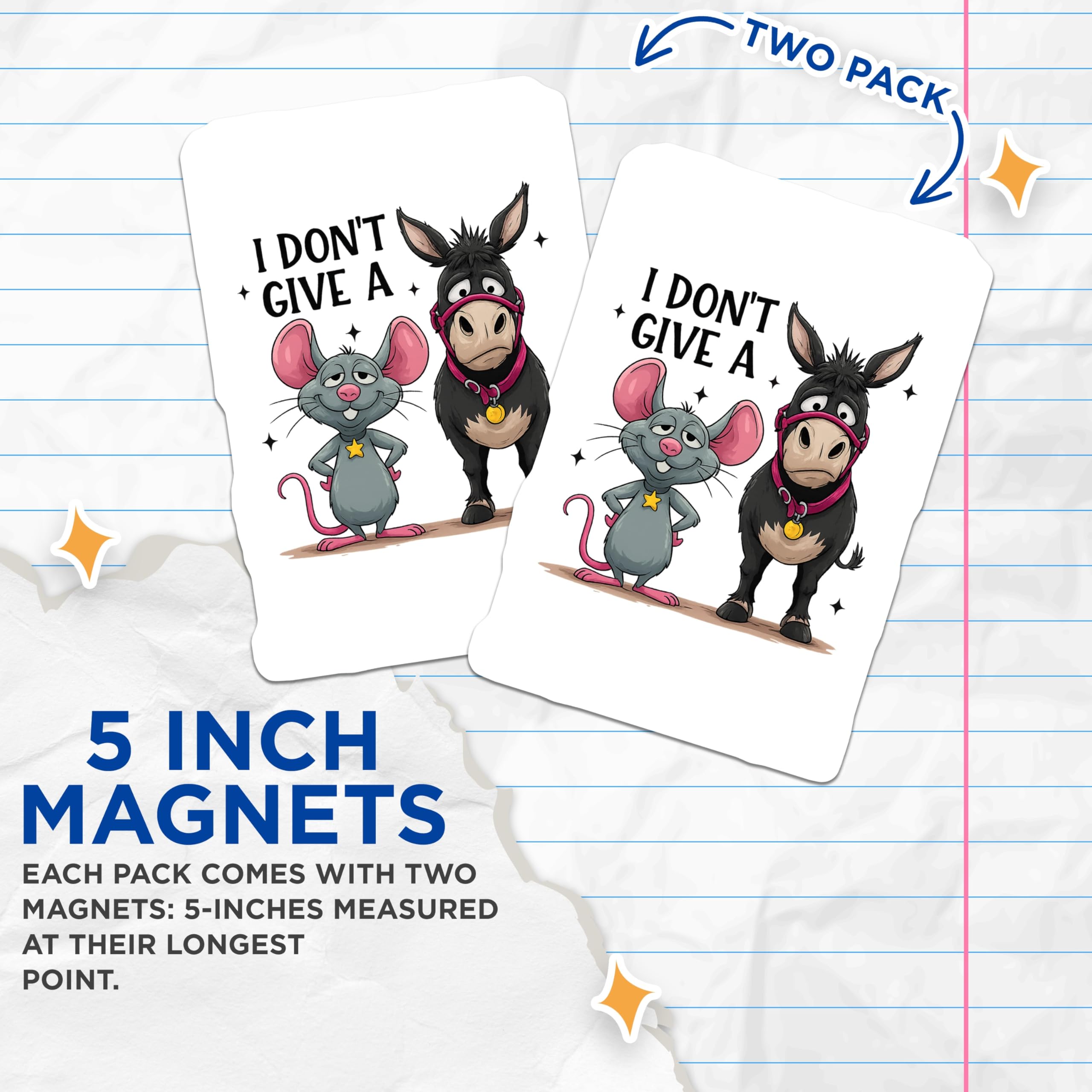 (2 Pack) Funny Donkey Magnets - Sarcastic Mouse - Refrigerator Magnets - 5" On Longest Side - Premium Magnet - for Cars, Refrigerators, Toolboxes, Lockers - Made in USA - MAG16306