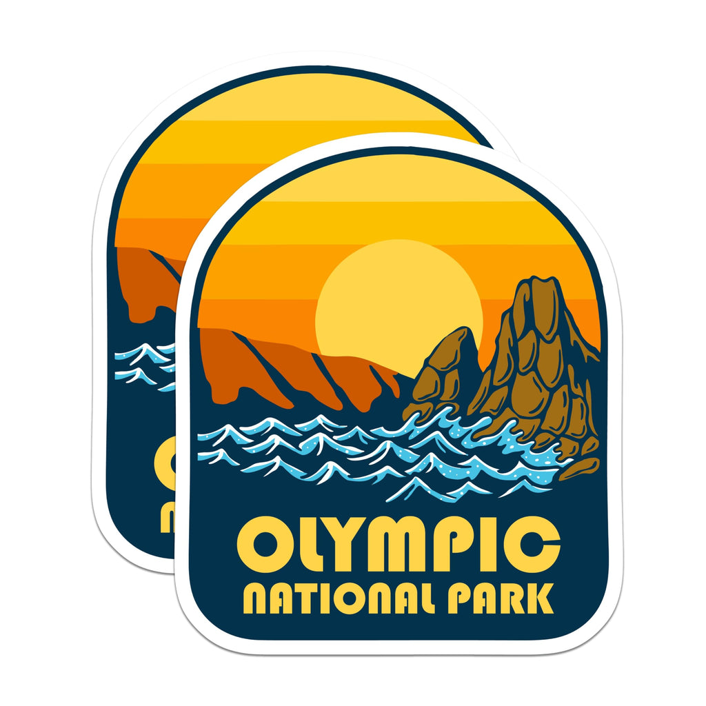 (2 Pack) Olympic National Park Magnets - Washington State Travel - Pacific Northwest Scenery - Vintage Park Art - 5 Inches On Longest Side - Thick Durable Magnet - Made in USA - MAG19005