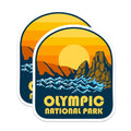 (2 Pack) Olympic National Park Magnets - Washington State Travel - Pacific Northwest Scenery - Vintage Park Art - 5 Inches On Longest Side - Thick Durable Magnet - Made in USA - MAG19005