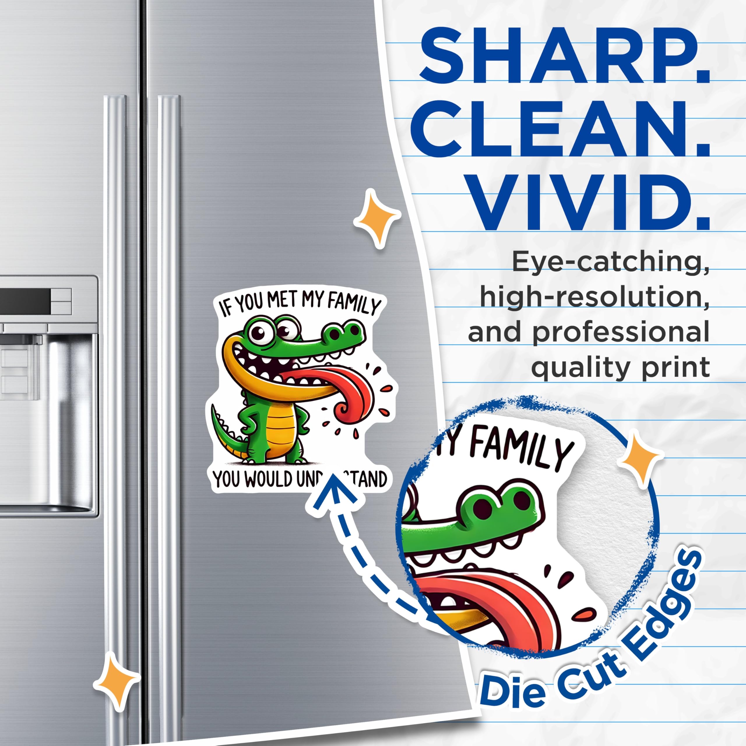 (2 Pack) Funny Alligator Magnets - Sarcastic Family Humor - Quirky Fridge Decor - 5" On Longest Side - Premium Magnet - for Cars, Refrigerators, Toolboxes, Lockers - Made in USA - MAG15932