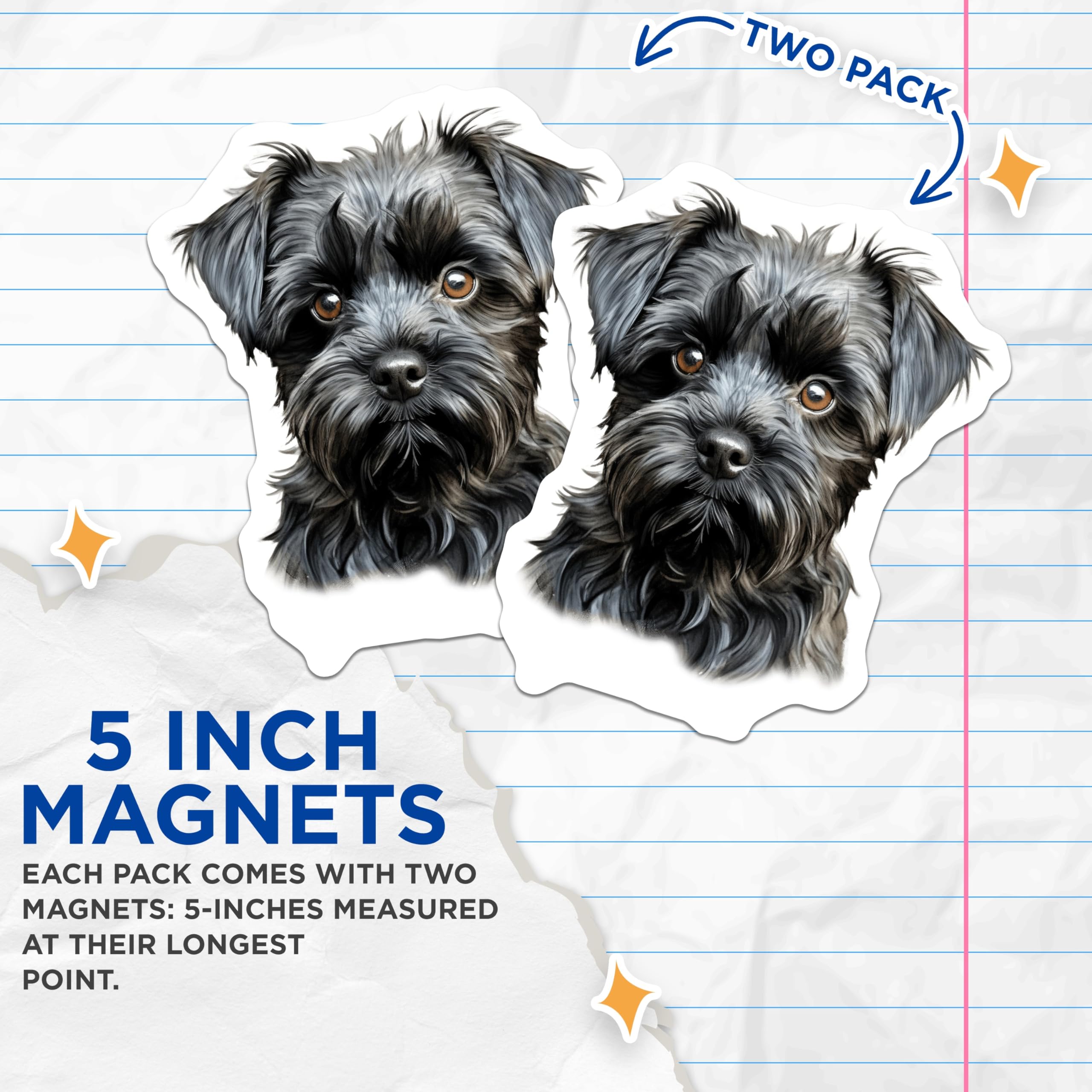 (2 Pack) Black Schnauzer Dog Magnets - Adorable Terrier Puppy Fridge Decor - Pet Lover Refrigerator Home Accent - 5 Inches On Longest Side - Thick Durable Magnet - Made in USA - MAG28667