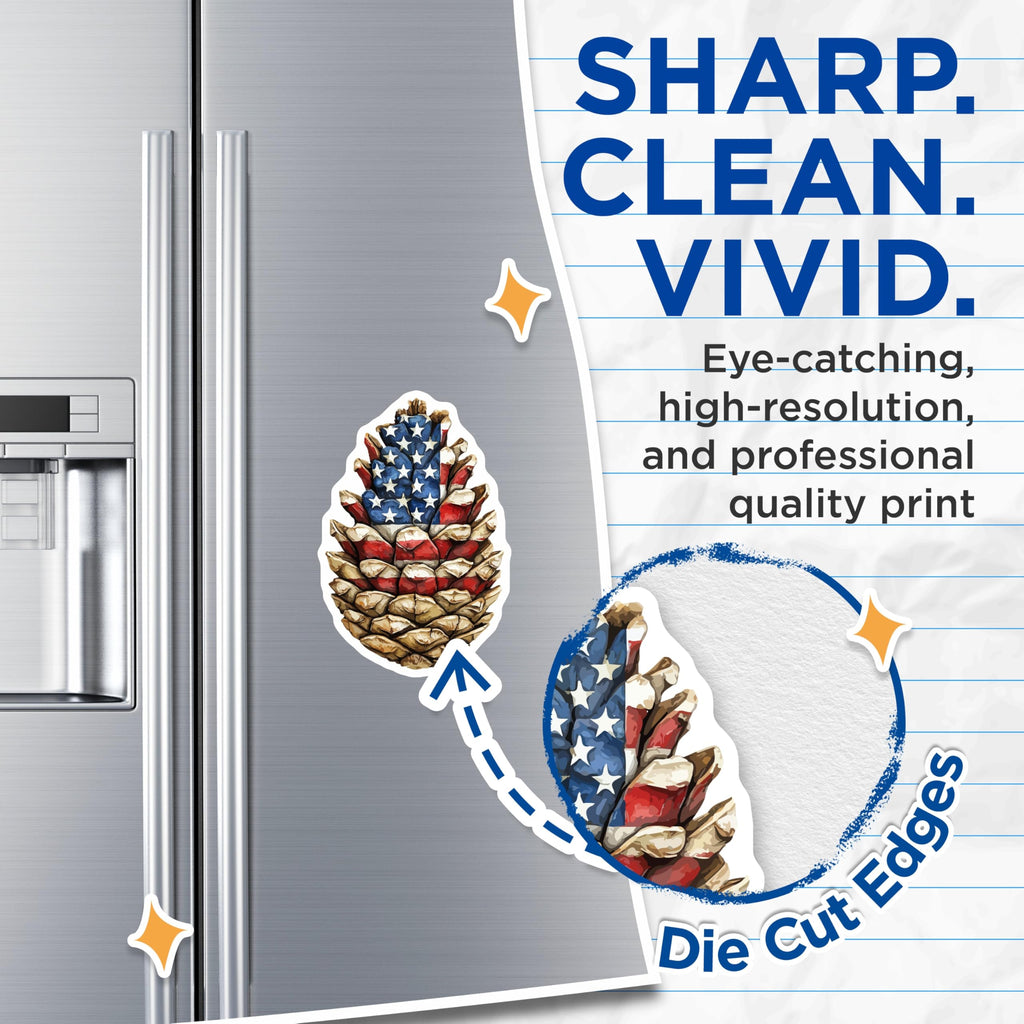 (2 Pack) American Flag Pinecone Magnets - Patriotic Decor - USA Woodland Pride - 4th of July Fridge - 5 Inches On Longest Side - Thick Durable Magnet - Made in USA - MAG19755