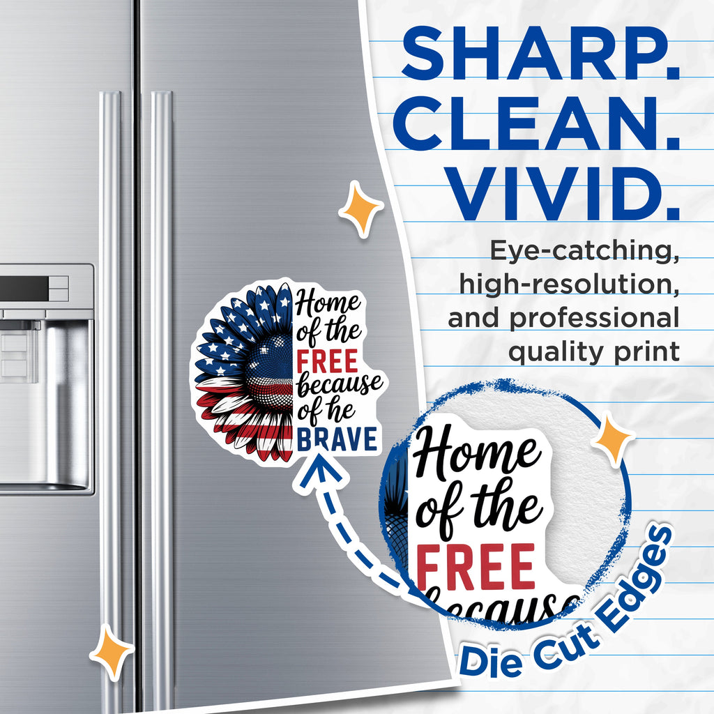 (2 Pack) Patriotic Sunflower Magnets - American Flag Design Home of the Free Brave Decor - Military Veteran Support - 5 Inches On Longest Side - Thick Durable Magnet - Made in USA - MAG37269