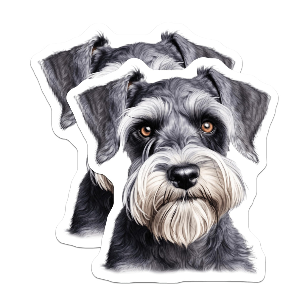 (2 Pack) Miniature Schnauzer Magnets - Dog Lover Portrait - Pet Owner Refrigerator Decor - 5 Inches On Longest Side - Thick Durable Magnet - Made in USA - MAG25440