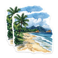 (2 Pack) Tropical Beach Magnets - Serene Coastal Ocean Decor - Watercolor Island Landscape Vacation Magnets - 5 Inches On Longest Side - Thick Durable Magnet - Made in USA - MAG28921