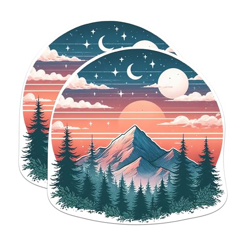 (2 Packs) Mountain Nature Hiking Magnets - Outdoorsman Hiker Magnets - 5 Inches On Longest Side - Premium Magnet - for Fridges, Toolboxes, Cars - Made in USA - MAG2296