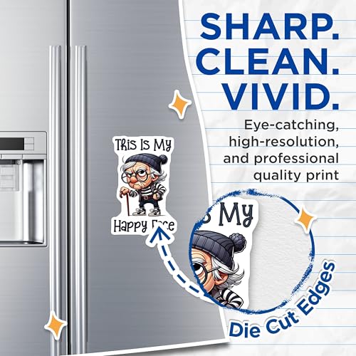 (2 Pack) This is My Happy Face Magnets Magnets - Funny Grandpa Sticker - Elderly Grumpy Character - 5" On Longest Side - Made in USA - Sticks to Refrigerators & Metal Surfaces - MAG8820