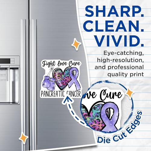 (2 Pack) Fight Love Cure Magnets - Pancreatic Cancer Awareness - Support Ribbon - 5" On Longest Side - for Cars, Fridges, Toolboxes - Made in USA - MAG4287