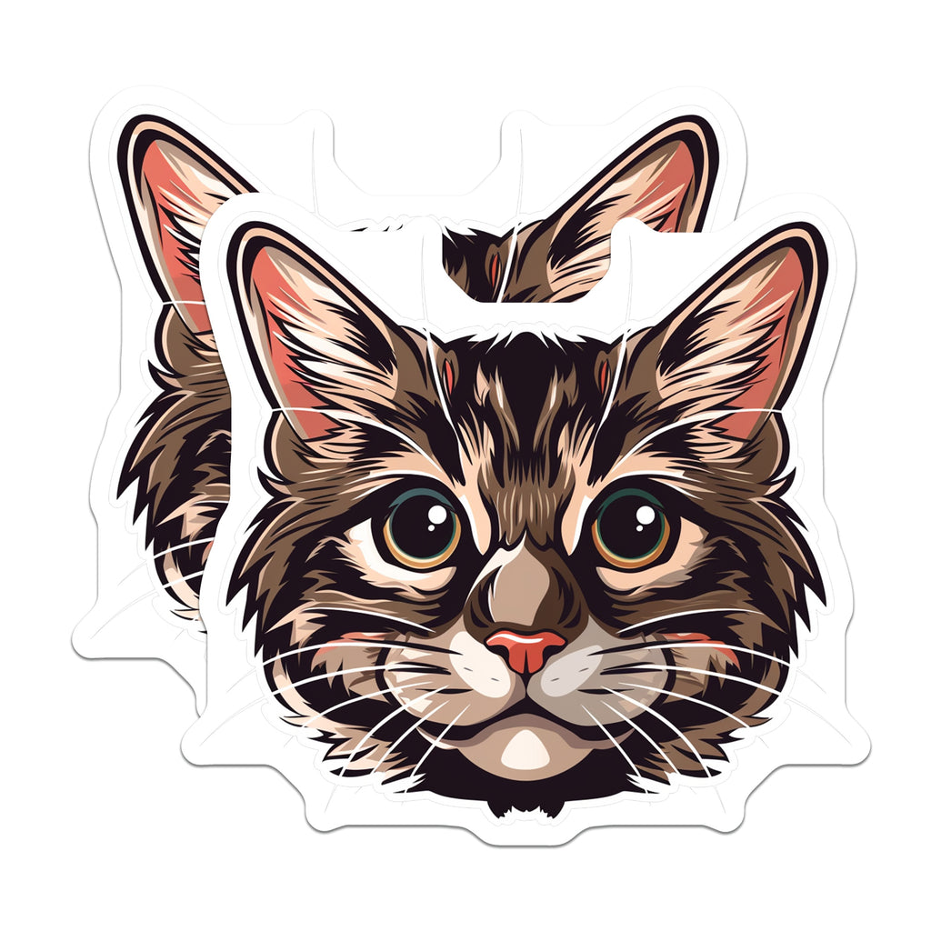 (2 Pack) Cute Tabby Cat Face Magnets - Pet Lover Refrigerator Feline Kitchen Decor - Cat Mom Car Magnets - 5 Inches On Longest Side - Thick Durable Magnet - Made in USA - MAG37521