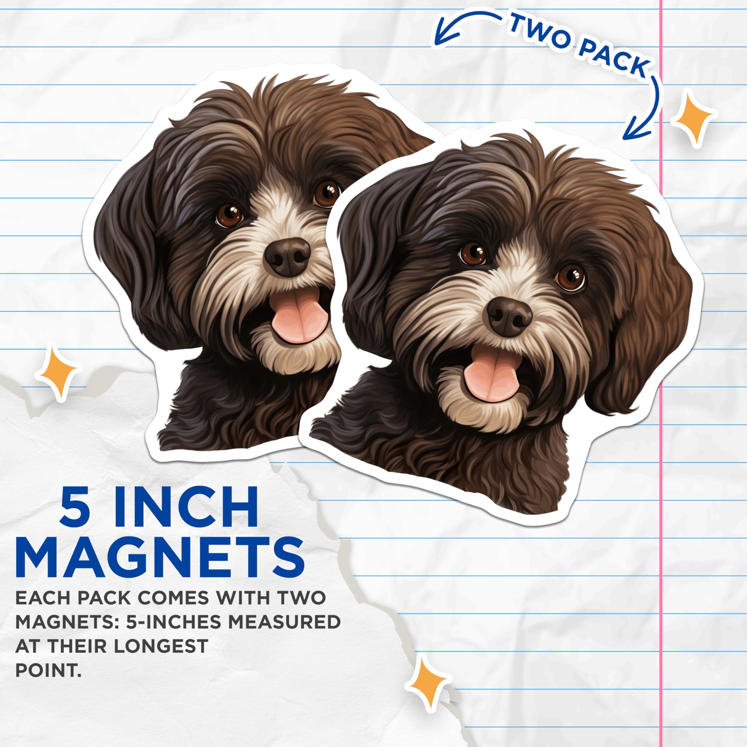 (2 Pack) Havanese Dog Magnets - Happy Fluffy Puppy Illustration - Pet Lover Home Decor - Adorable Canine Art Piece - 5 Inches On Longest Side - Thick Durable Magnet - Made in USA - MAG24156