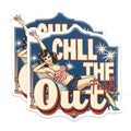 (2 Pack) Chill The Fourth Out Magnets - Pin Up Girl Retro Decor - Summer Holiday Kitchen Item - 5 Inches On Longest Side - Thick Durable Magnet - Made in USA - MAG36191