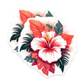 (2 Pack) Hibiscus Flower Magnets - Tropical Floral Decor - Vibrant Hawaiian Bloom - 5 Inches On Longest Side - Thick Durable Magnet - Made in USA - MAG20130