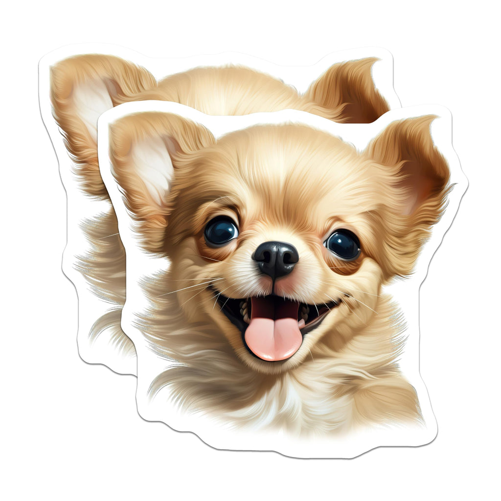 (2 Pack) Happy Chihuahua Puppy Magnets - Adorable Dog Lover Kitchen Fridge Magnet Decor - Cute Pet Animal Enthusiast - 5 Inches On Longest Side - Thick Durable Magnet - Made in USA - MAG25772
